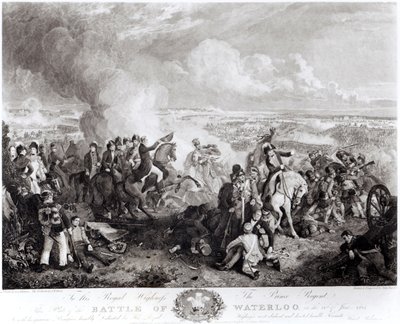 Die Schlacht von Waterloo, 18. Juni 1815, graviert von John Burnet (1784-1868), 1819 von John Augustus Atkinson